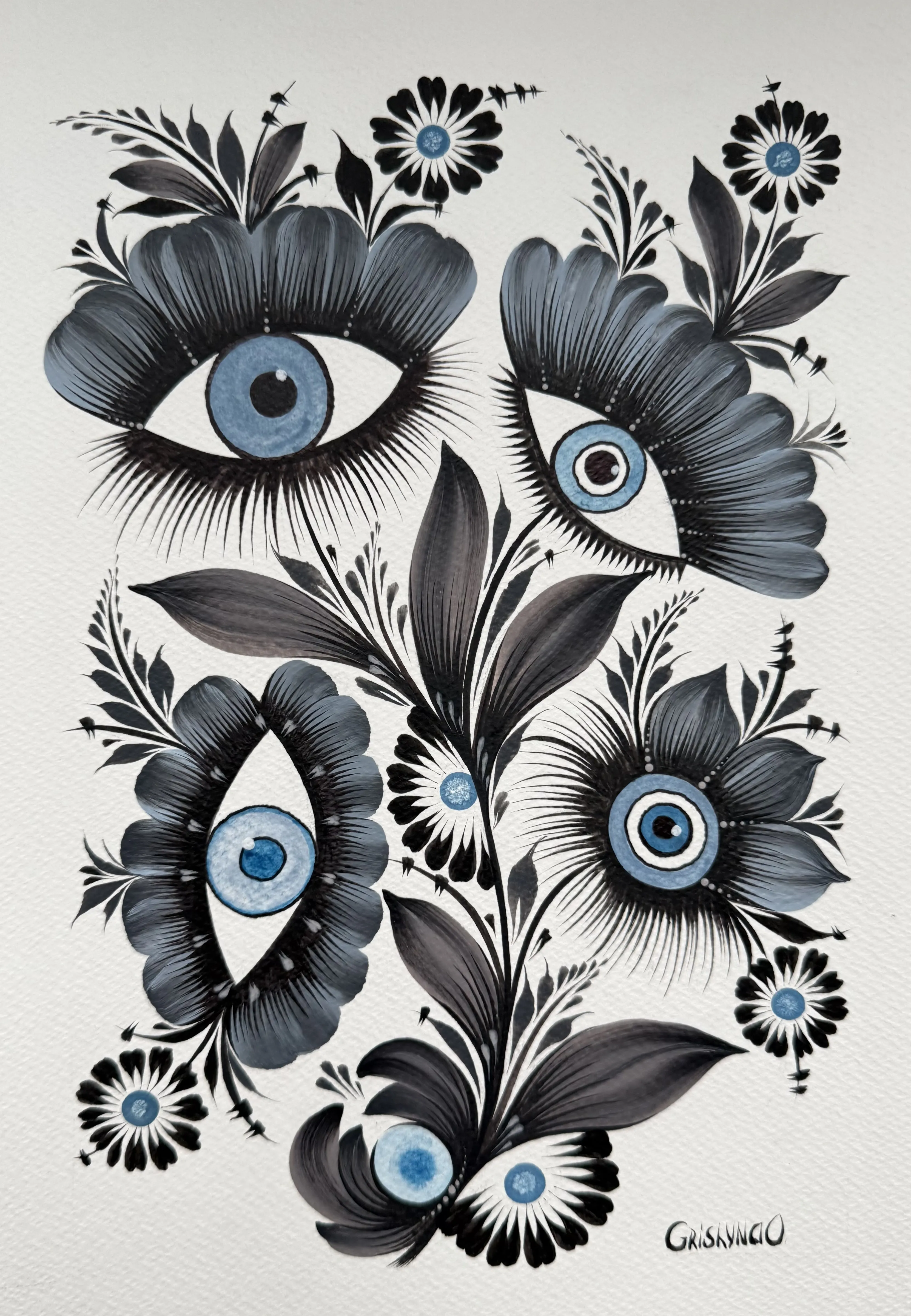Image of Maliovka 8 by Olena Grishyna, size: 21х29,7 см, made of acrylic/paper, Maliovky medium, from Germany, priced at €90
