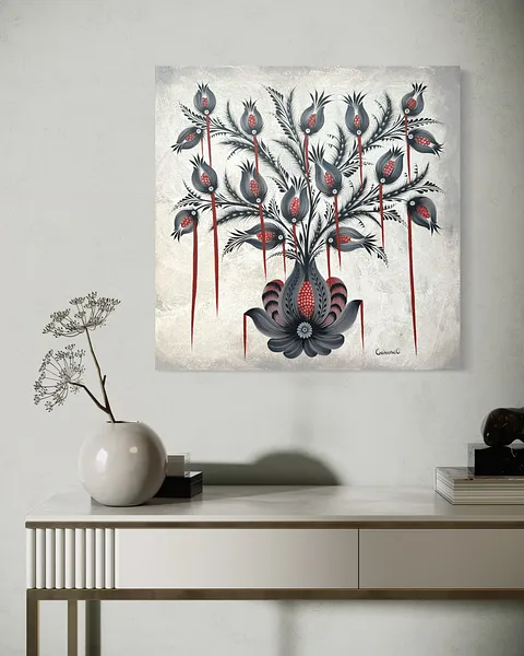 Bild von Untitled von Olena Gryshyna, Größe: 50х50 см, Malerei Medium, Teil der Blumen der Erinnerung Serie, zum Preis von €320 Foto 4 von 4.