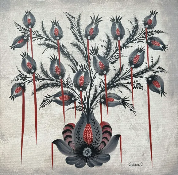 Image of Untitled by Olena Grishyna, size: 50х50 см, Painting medium, part of the Flowers of Remembrance series, priced at €320 Photo 1 of 4.