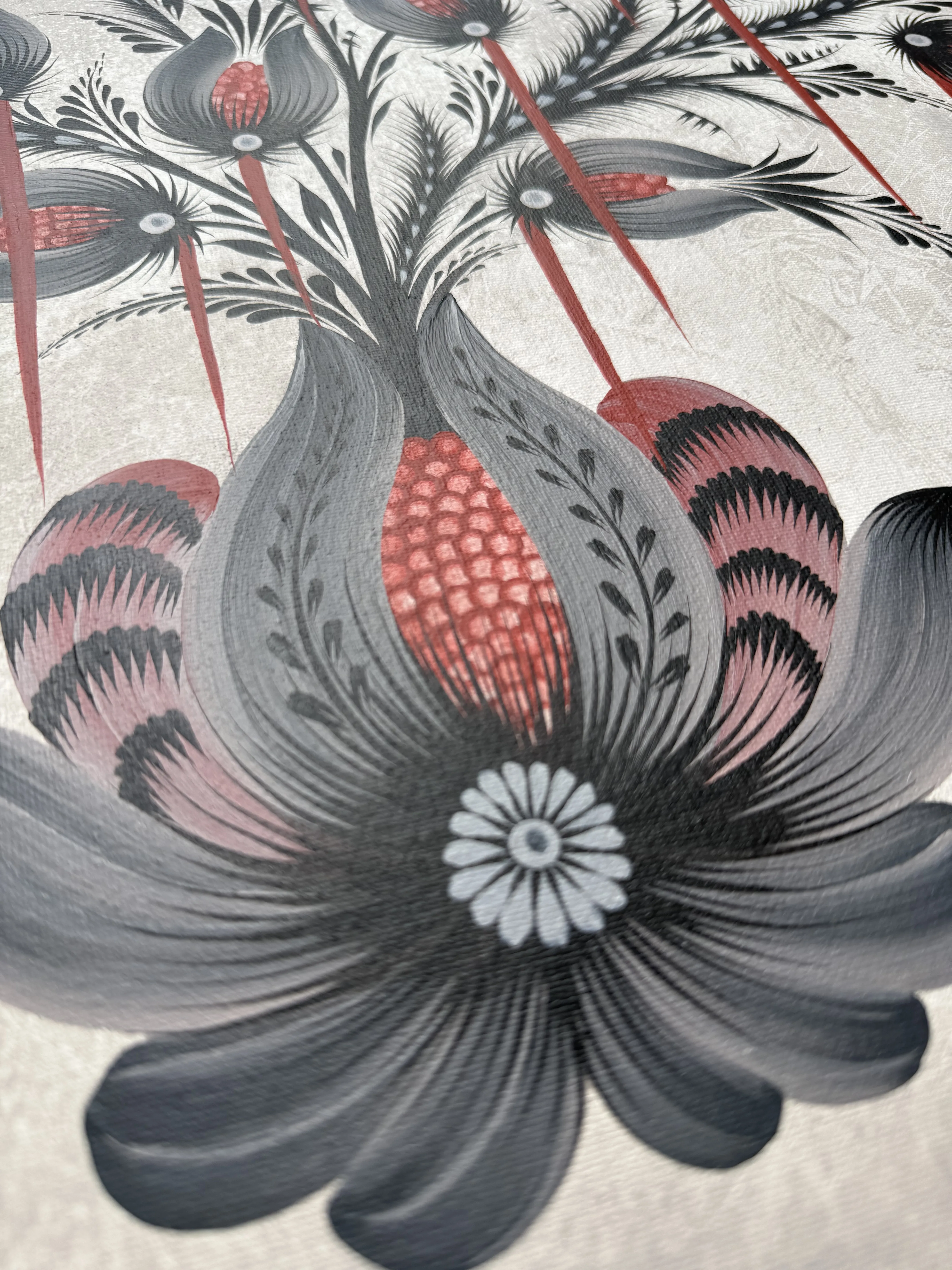 Image of Untitled by Olena Grishyna, size: 50х50 см, Painting medium, part of the Flowers of Remembrance series, priced at €320 Photo 2 of 4.