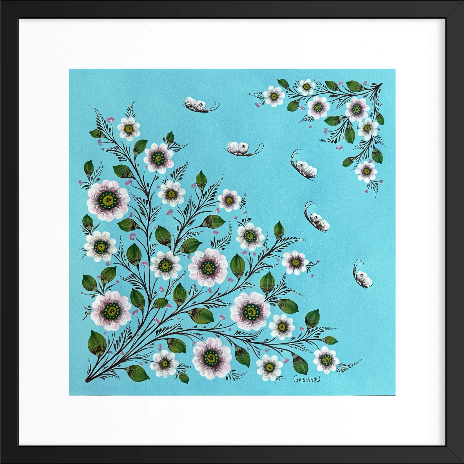 Image of VESNIANA by Olena Grishyna, size: 50х50 cm, made of acrylic/paper, Painting medium, from Germany, priced at €300 Photo 1 of 5.