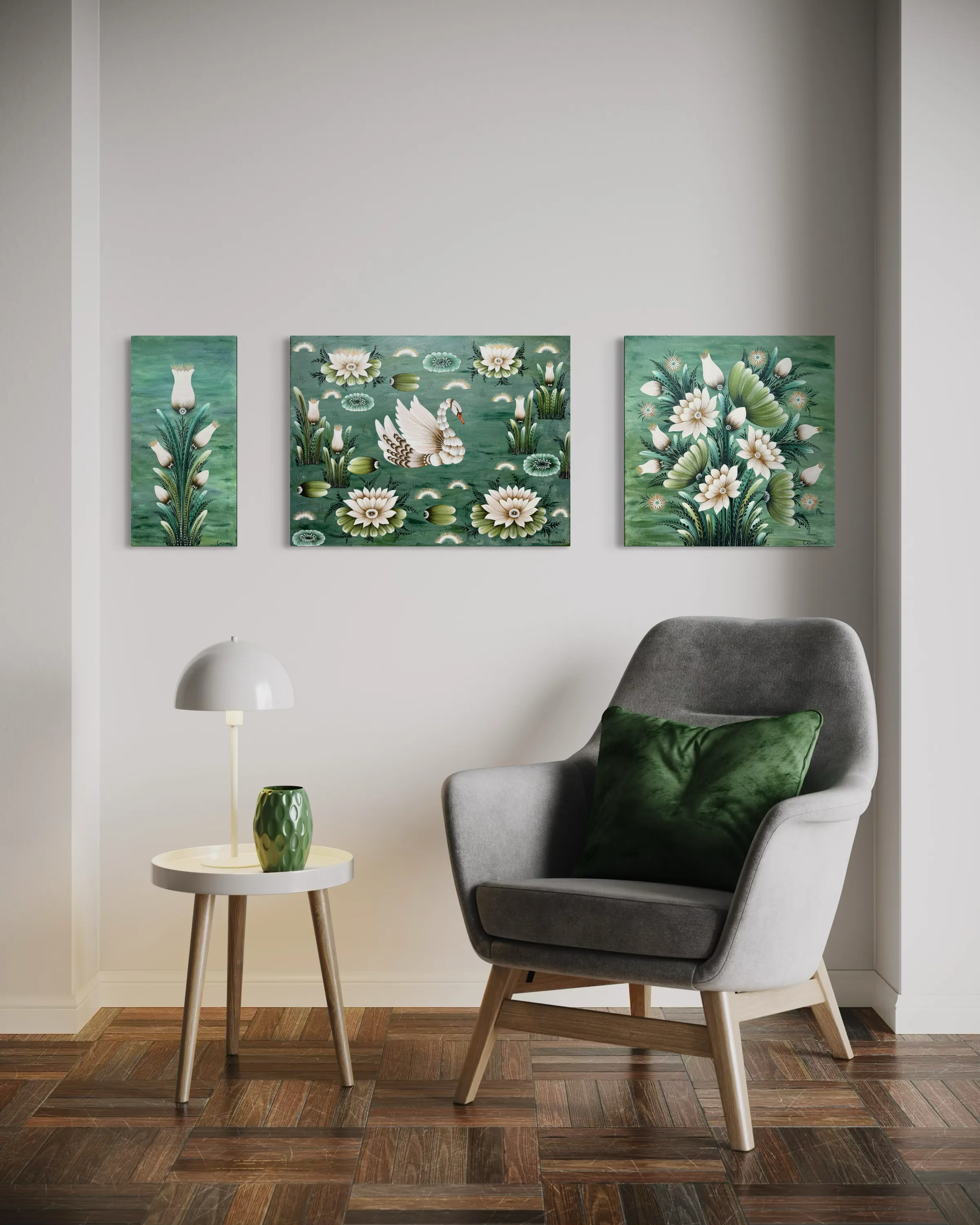 Image of Transformations by Olena Grishyna, size: триптих: 60х80 см, 60х60 см, 30х60 см, made of acrylic/canvas, Painting medium, from Germany, priced at €1300 Photo 8 of 8.