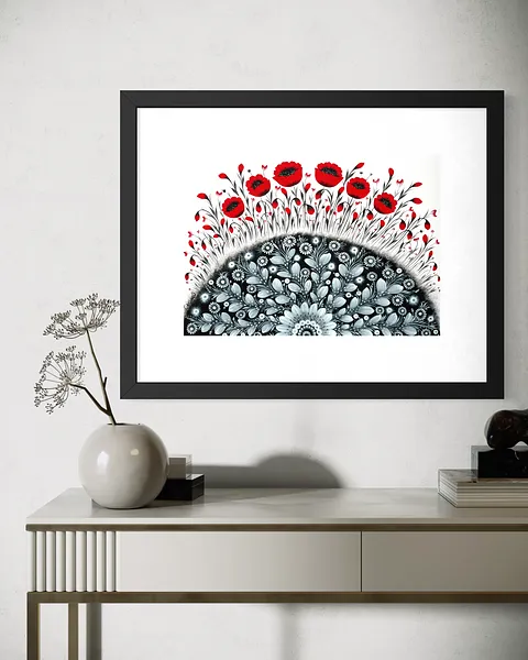 Image of Red poppies have already bloomed by Olena Grishyna, size: 29,7 х 42 см, made of UltraSmooth Fine Art Paper (250 g/m2), Принти medium, from Germany, priced at €40 Photo 2 of 2.