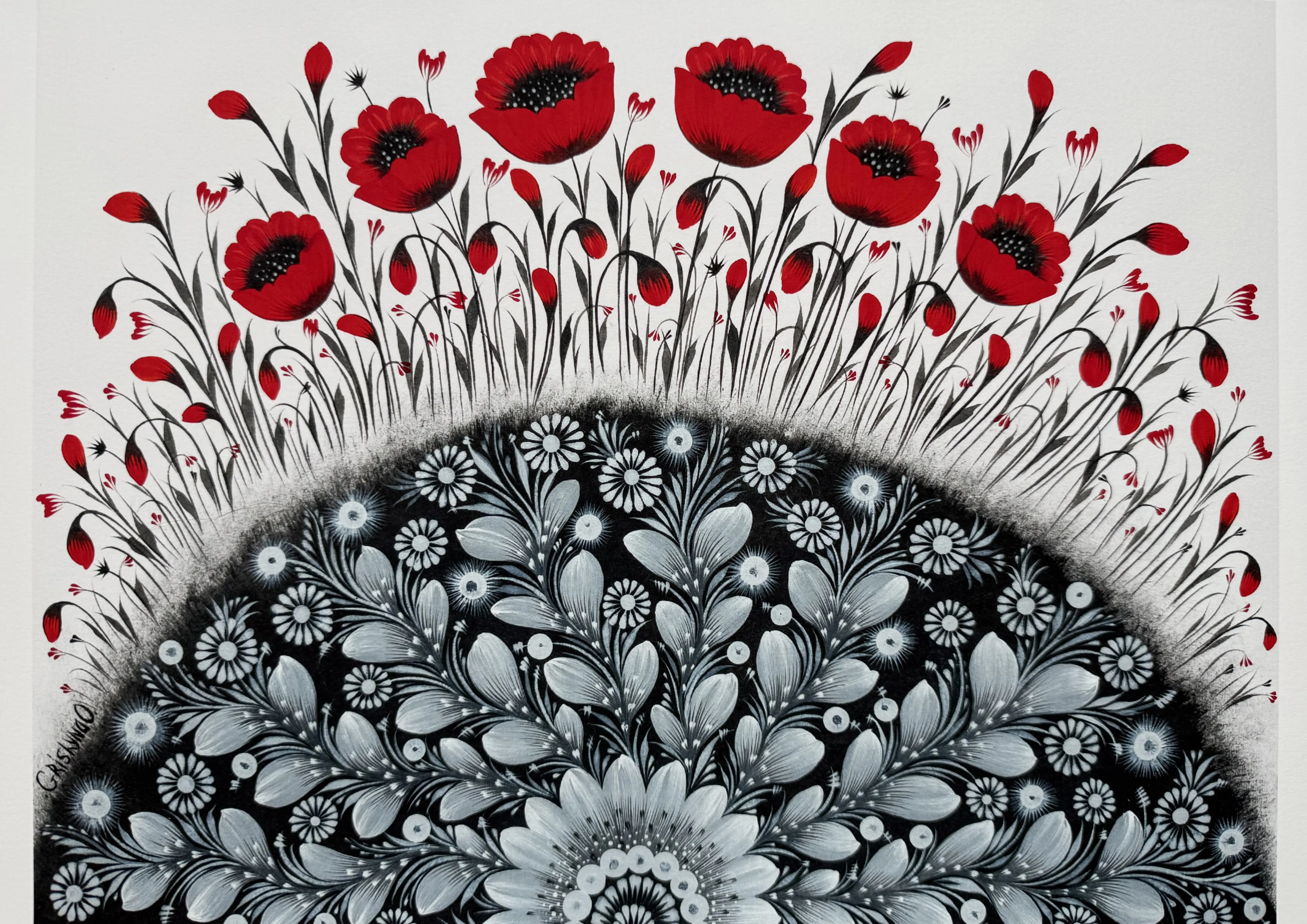 Bild von Die roten Mohnblumen haben bereits geblüht von Olena Grishyna, Größe: 29,7 х 42 см, hergestellt aus UltraSmooth Fine Art Papier (250 g/m²), Kunstdrucke Medium, aus Deutschland, zum Preis von €40 Foto 1 von 2.