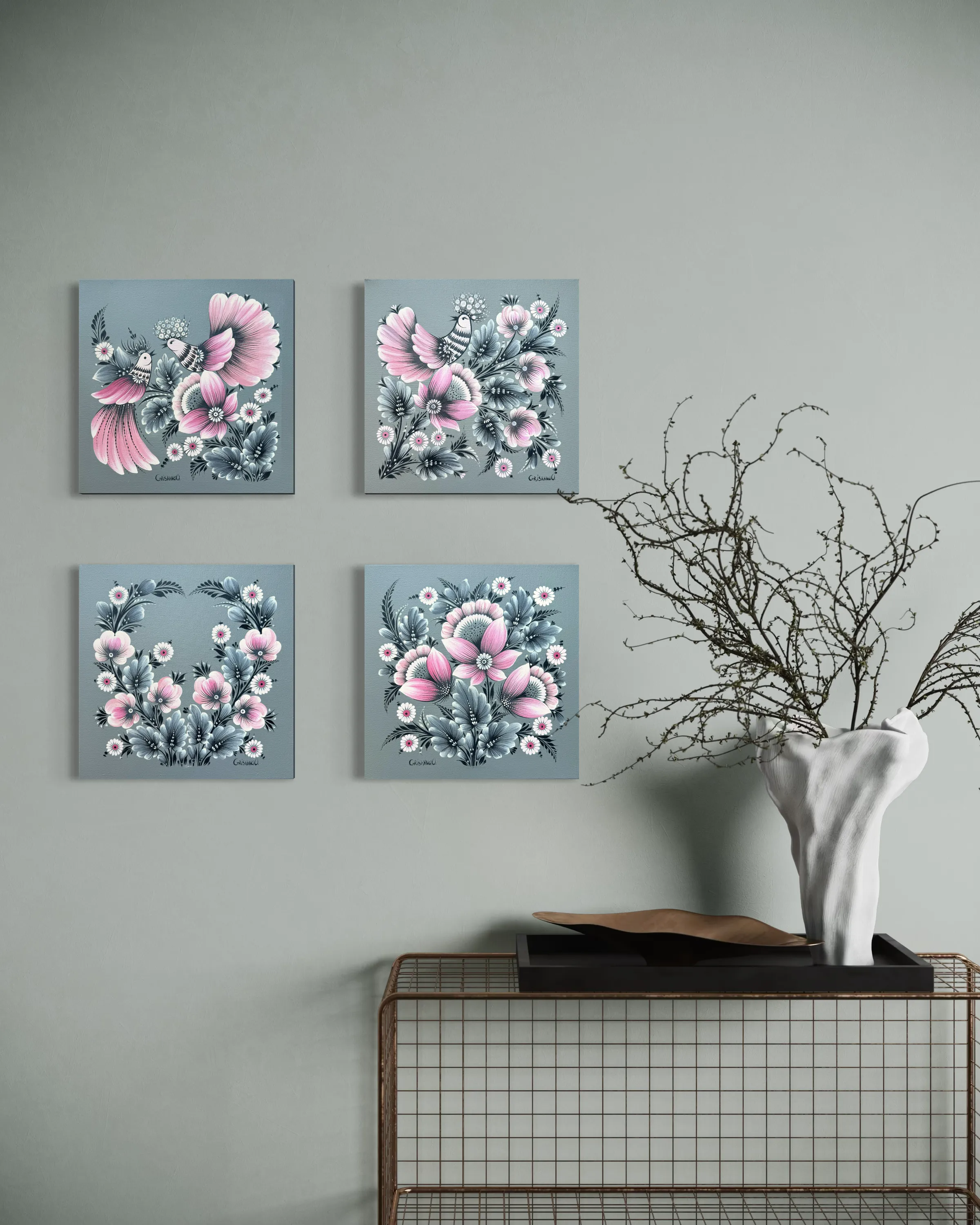 Image of Dawn by Olena Grishyna, size: polyptych, 4 panels: 30х30 см each panel, made of acrylic/canvas, Painting medium, from Germany, priced at €400 Photo 7 of 7.