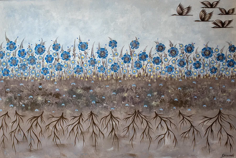 Bild von Ausgerissen von Olena Grishyna, Größe: 60х90 см, hergestellt aus Acryl/Fäden/Leinwand, Malerei Medium, aus Deutschland, zum Preis von €750 Foto 1 von 3.