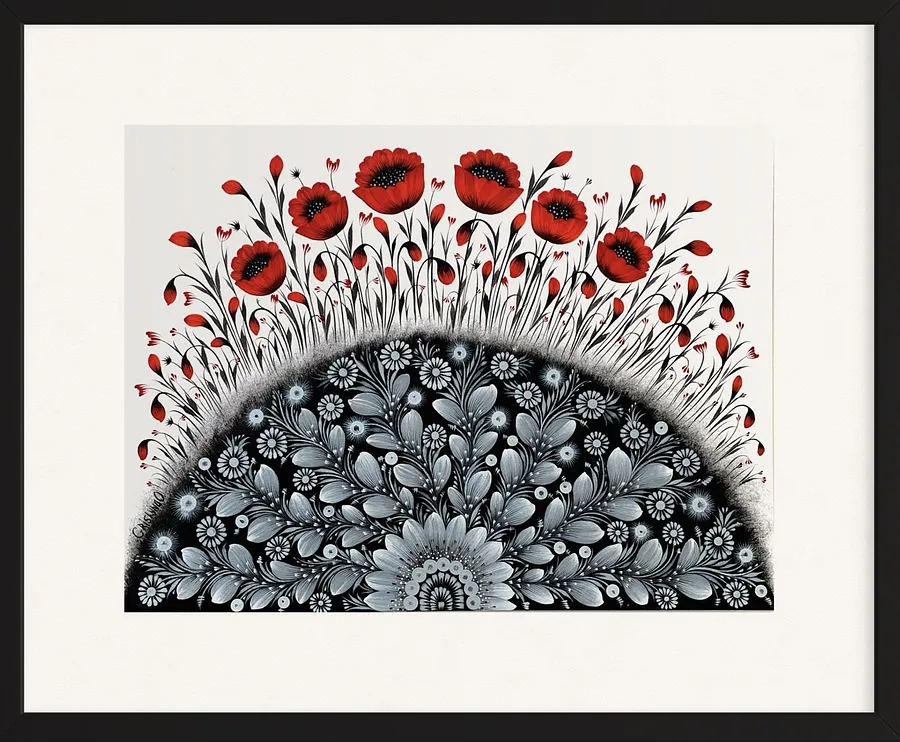 Image of Red poppies have already bloomed by Olena Grishyna, size: 30х40 см, made of acrylic/paper, Painting medium, from Germany, part of the Flowers of Remembrance series, priced at €320 Photo 1 of 5.