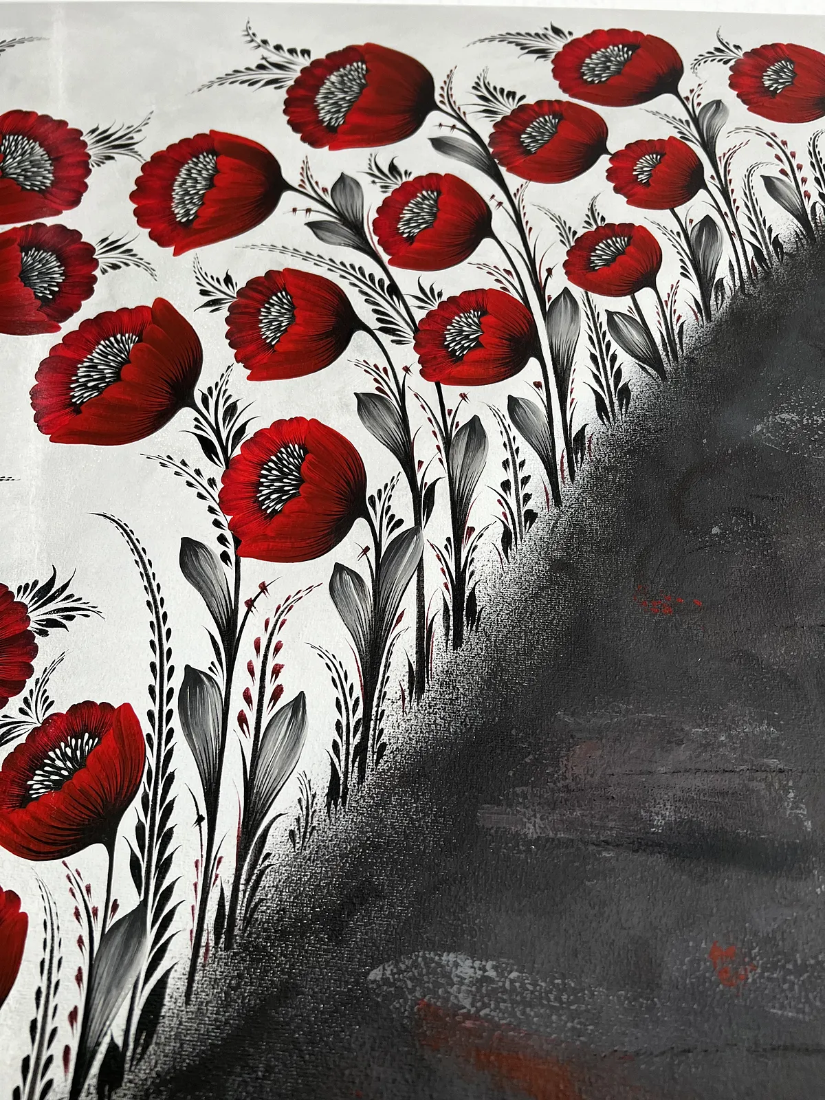 Bild von Abyss von Olena Grishyna, Größe: 80x80cm, hergestellt aus Acryl/Pastellkreiden/Leinwand, Malerei Medium, aus Hemnitz, Teil der Blumen der Erinnerung Serie, zum Preis von €800 Foto 5 von 5.