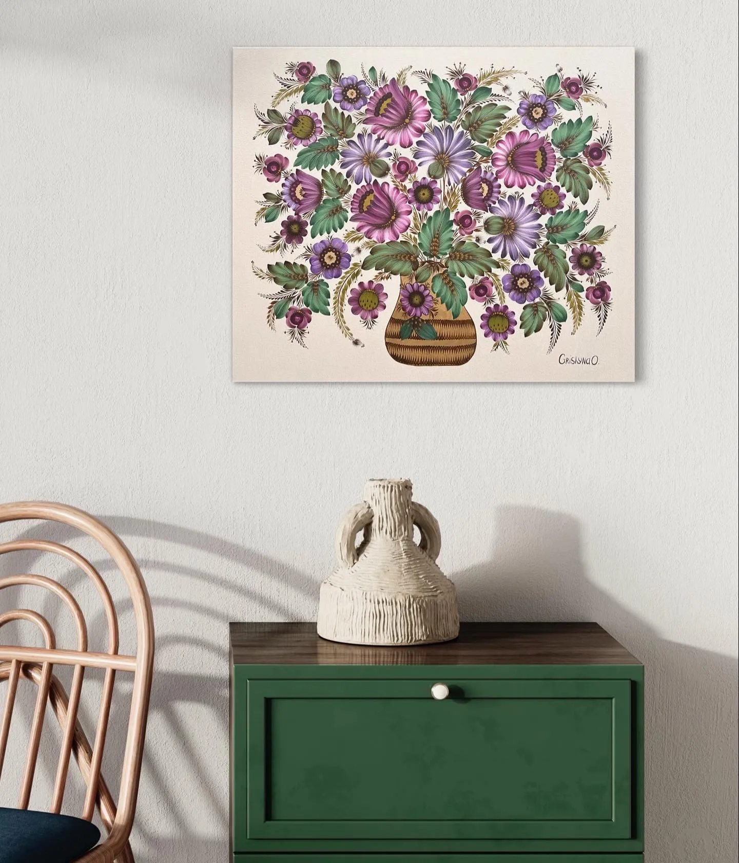 Image of Bouquet for mom by Olena Grishyna, size: 50х60 cm, made of acrylic/canvas, Painting medium, from Germany, priced at €350 Photo 2 of 5.