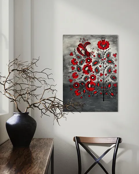 Image of Revival by Olena Grishyna, size: 50x70cm, made of acrylic/canvas, Painting medium, from Germany, part of the Flowers of Remembrance series, priced at €550 Photo 2 of 5.