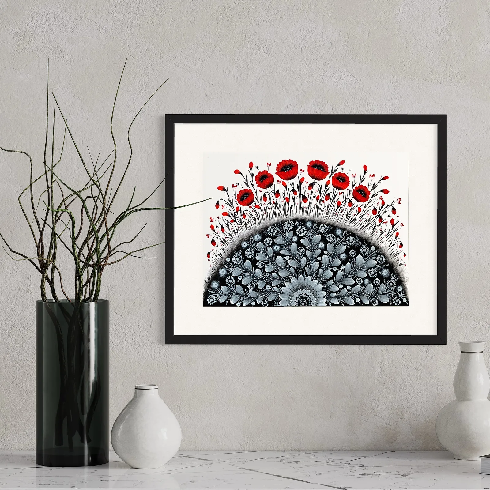 Image of Red poppies have already bloomed by Olena Grishyna, size: 30х40 cm, made of acrylic/paper, Painting medium, from Germany, part of the Flowers of Remembrance series, priced at €270 Photo 2 of 5.