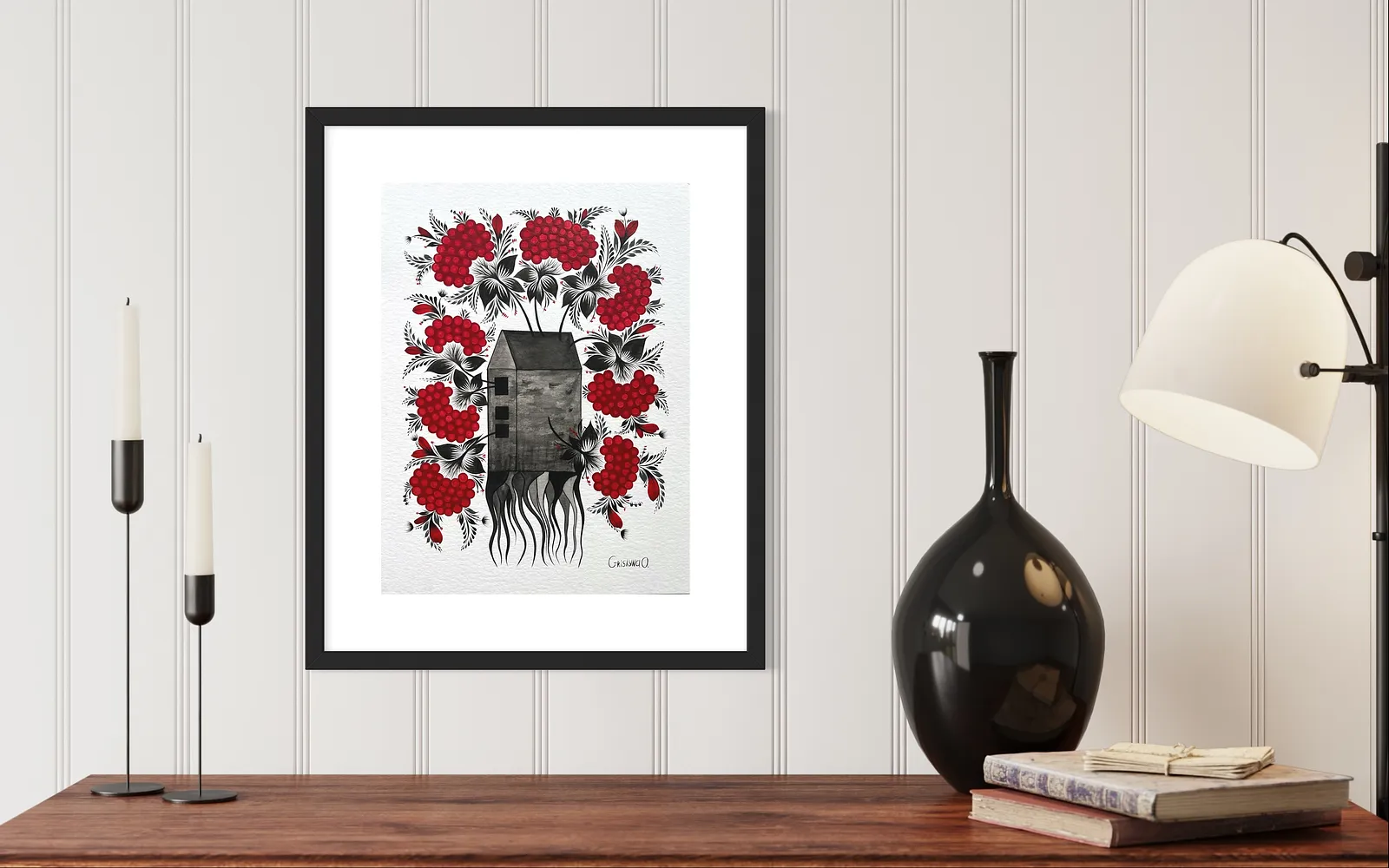 Bild von Zuhause von Olena Grishyna, Größe: 30х40 cm, hergestellt aus Acryl/Aquarellfarben/Papier, Malerei Medium, aus Deutschland, Teil der Blumen der Erinnerung Serie, zum Preis von €170 Foto 2 von 4.